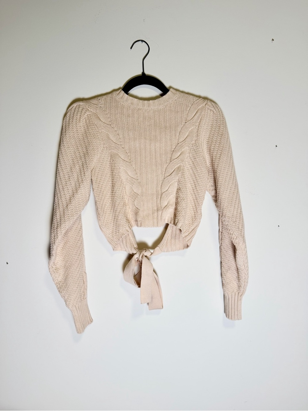 Urban Outfitters The Frolic Fabian Open-Back Cable Knit Sweater - Cream